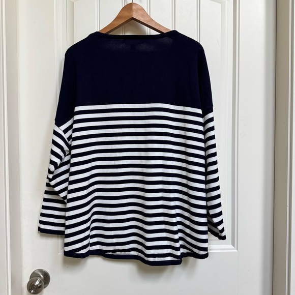 Philosophy Nautical Motif Preppy Heart Intarsia Stripe 3/4 Sleeve Sweater. 3X - Picture 2 of 5